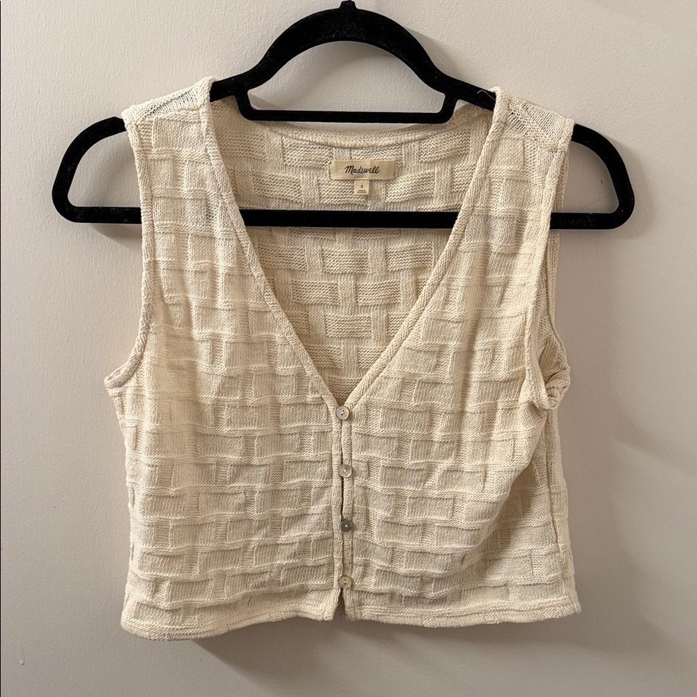 Madewell Cream Textured Button-Down Top